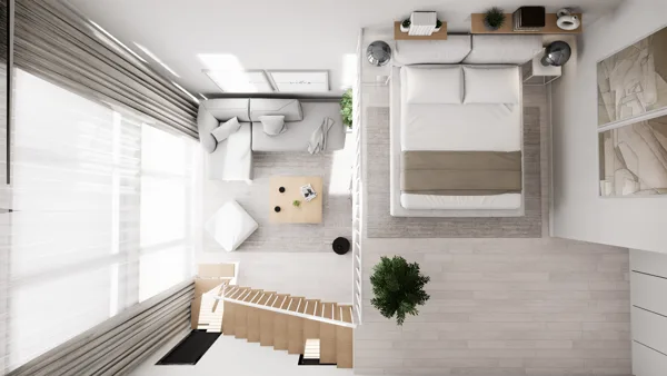 ramusis slėnis – 1+1 loft tipo apartamentai, Šiaurės Kipras. Būsto tipo vizualizacija