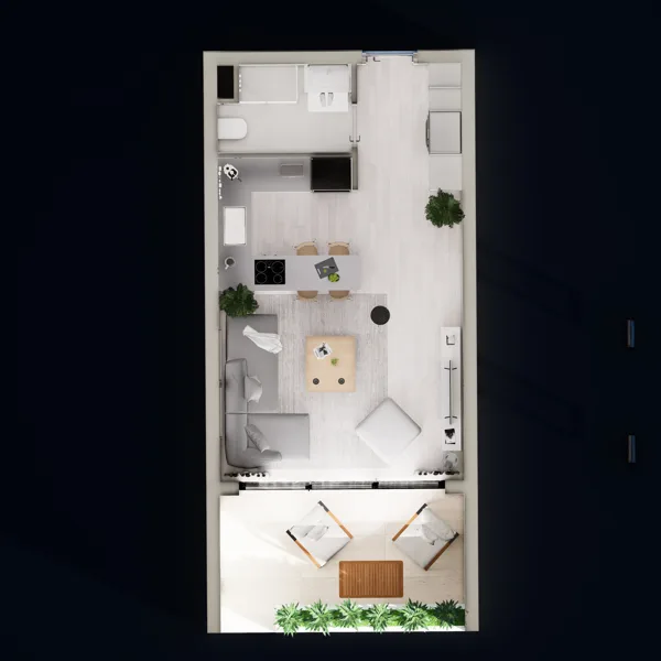 ramusis slėnis – Studijos tipo apartamentai, Šiaurės Kipras. Būsto tipo vizualizacija