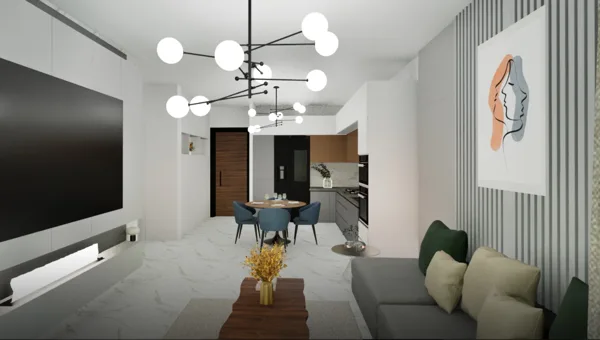 Vėjo Kryptis – 1+1 apartamentai, Šiaurės Kipras. Būsto tipo vizualizacija