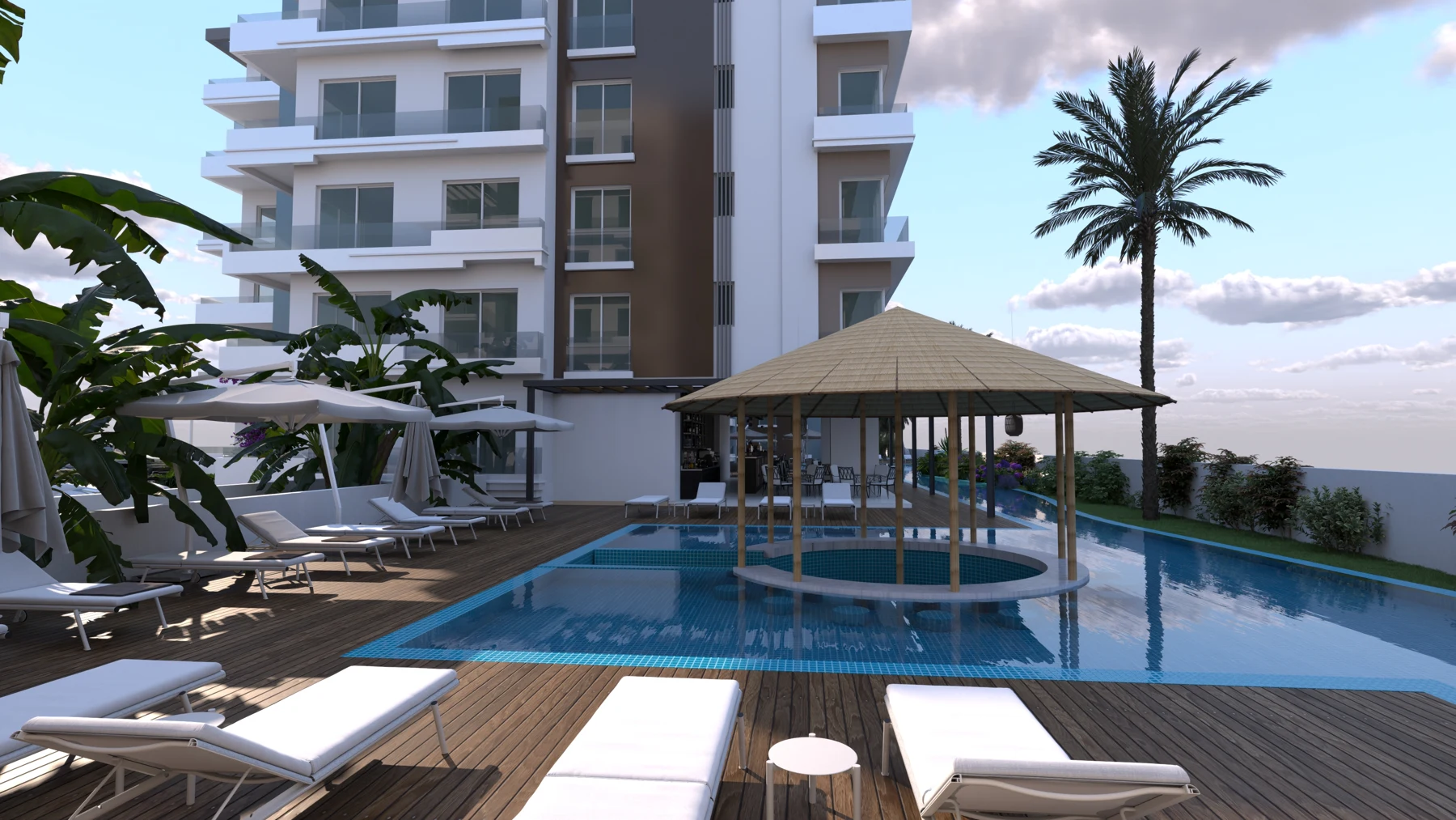 Žalioji Lagūna – 1+1 loft apartamentai, Šiaurės Kipras. Projekto vizualizacija