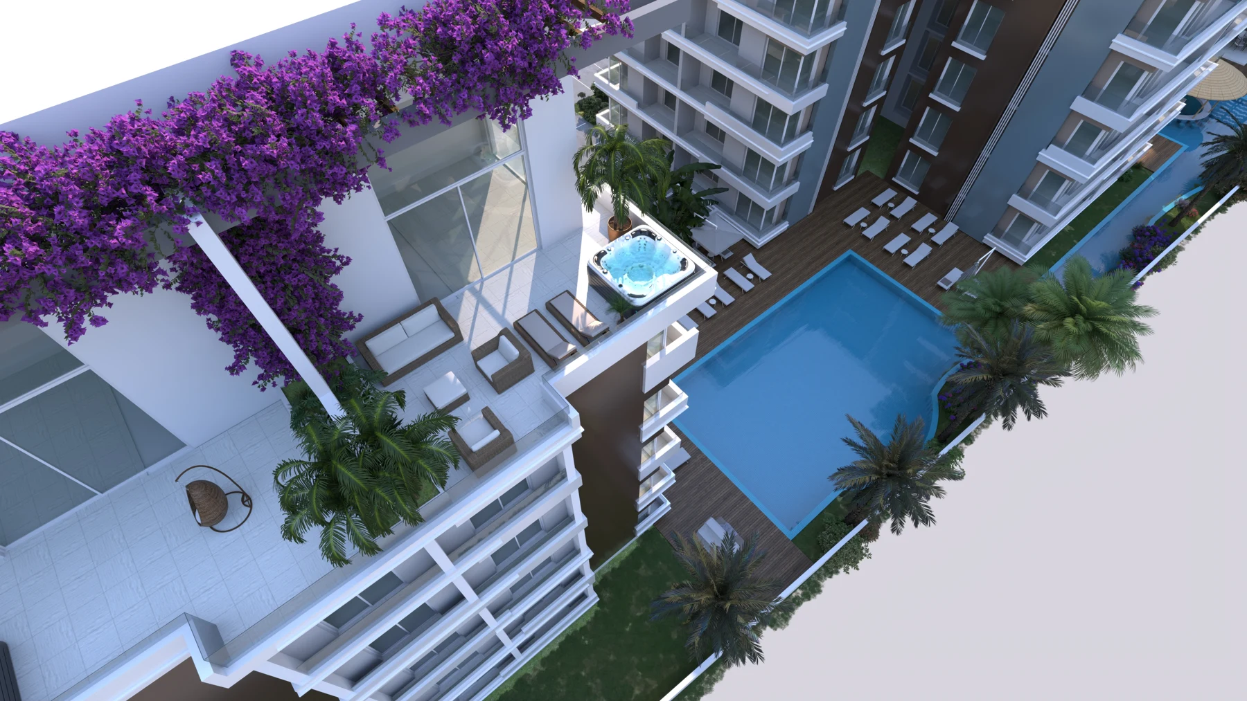 Žalioji Lagūna – 2+1 apartamentai, Šiaurės Kipras. Projekto vizualizacija