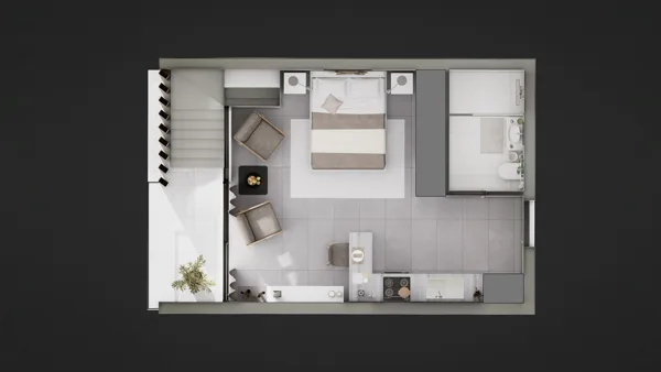 Ateities Namai – Studijos tipo apartamentai, Šiaurės Kipras. Būsto tipo vizualizacija
