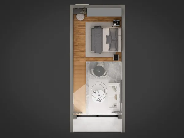 Žaliasis horizontas – 1+1 loft tipo apartamentai, Šiaurės Kipras. Būsto tipo vizualizacija