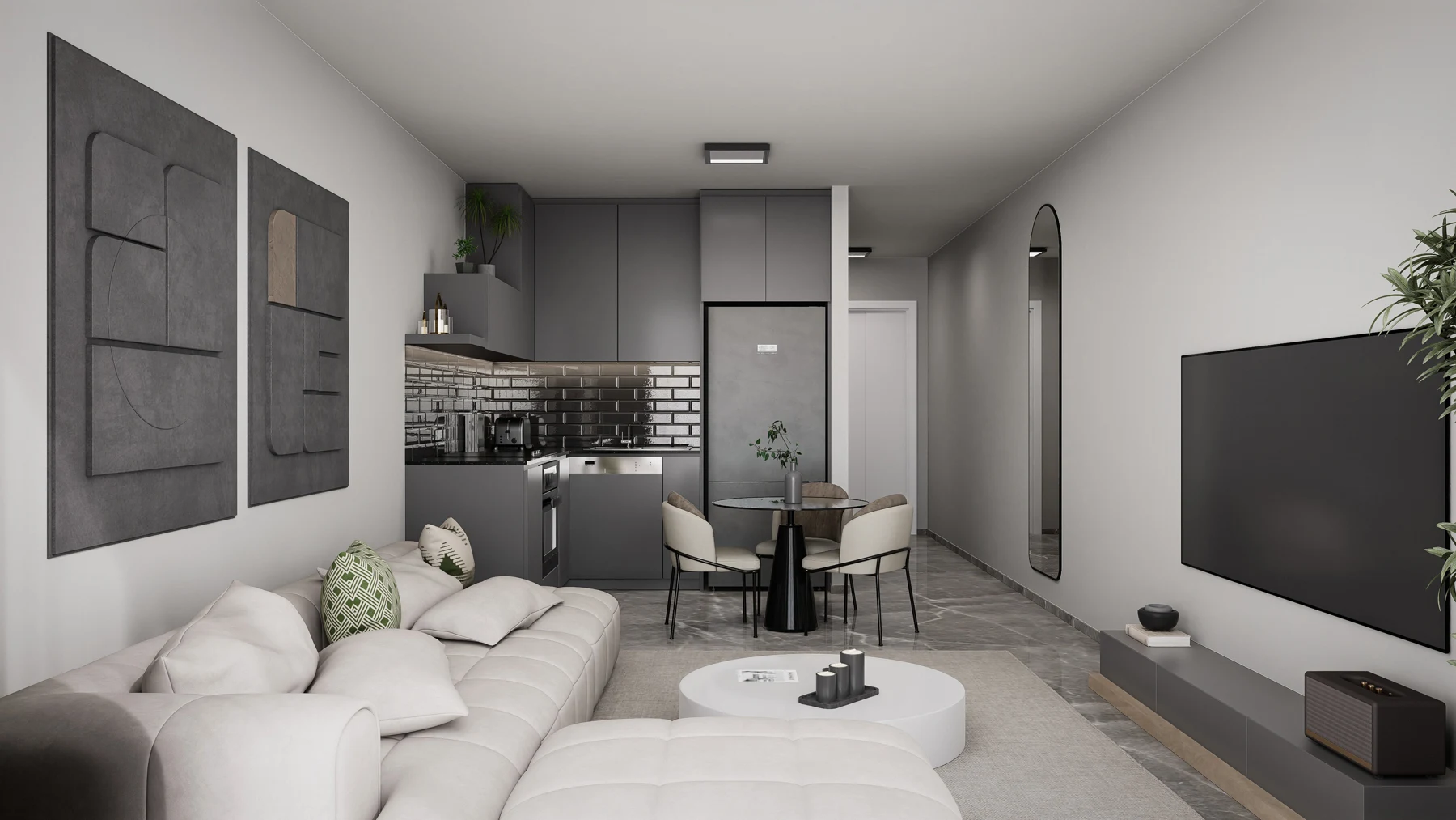 Žaliasis horizontas – Studijos tipo apartamentai, Šiaurės Kipras. Būsto tipo vizualizacija