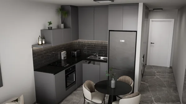 Žaliasis horizontas – Studijos tipo apartamentai, Šiaurės Kipras. Būsto tipo vizualizacija